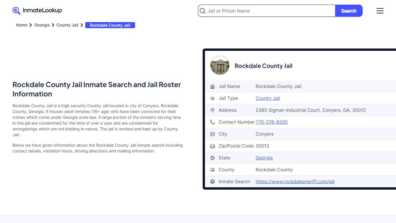 Rockdale County Jail Inmate Search and Jail Roster Information